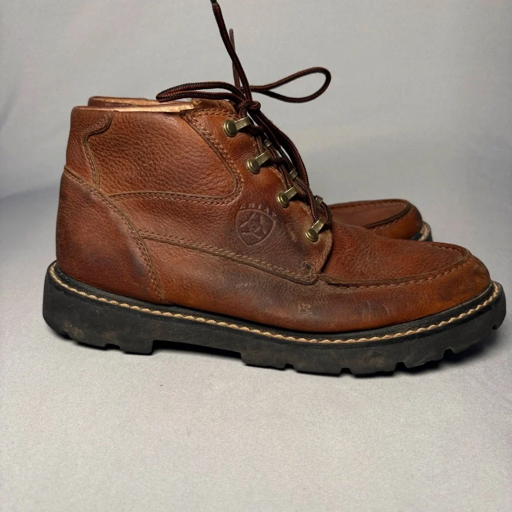 Ariat Mens Brown Leather Moc Toe Lace Up Ankle Boots Style 37720 Size 8.5 M